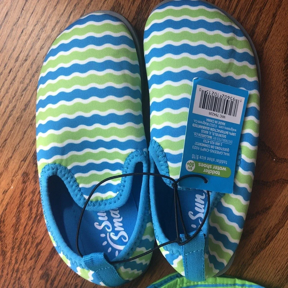 Bring‎ On The Sun Toddler Water shoes Size 9/10 & Toddler Bucket Hat UPF 50+ New